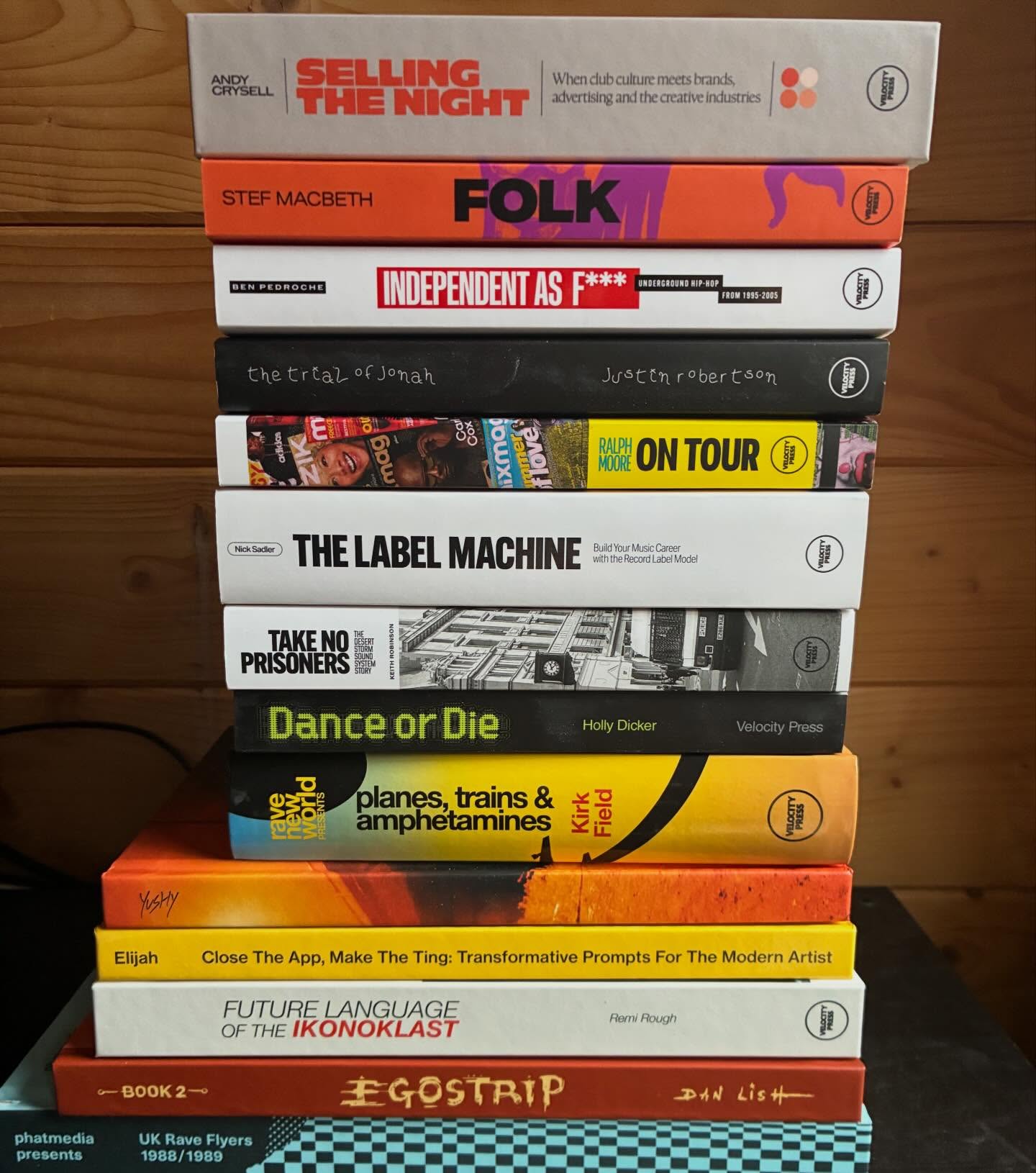 Time for our annual round-up of the year’s releases, and 2025 has been our biggest yet. We published 14 books, the most we’ve ever released in a single year. We genuinely couldn’t have done it without everyone who’s supported us by buying, sharing, and talking about our books. Here’s everything we released this year. Which ones made it onto your shelf?

* Close The App, Make The Ting by Elijah
* The Trial of Jonah by Justin Robertson
* On Tour by Ralph Moore
* Selling The Night by Andy Crysell
* Independent As F*** by Ben Pedroche
* Dance Or Die by Holly Dicker
* Planes, Trains & Amphetamines by Kirk Field
* Take No Prisoners by Keith Robinson
* Future Language of the Ikonoklast by Remi Rough
* Folk by Stef Macbeth
* Egostrip Book 2 by Dan Lish
* Section 63 by Yushy
* UK Rave Flyers 1988 - 1989 by phatmedia
* The Label Machine by Nick Sadler